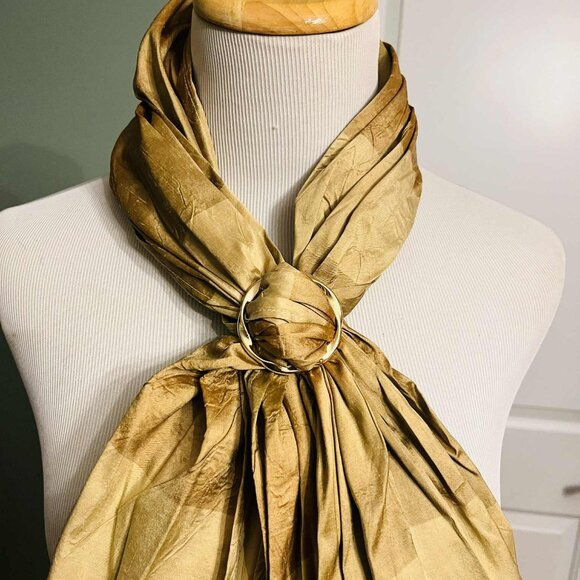 NWT Handmade Crinkled Silk-Blend Scarf by Sana - Picture 3 of 5